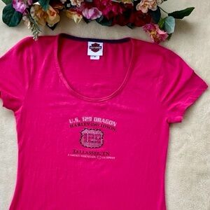 Harley-Davidson ladies Pink and Purple T-Shirts. Both together